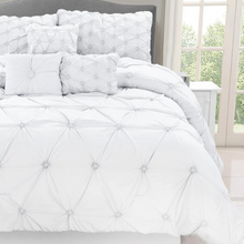 Load image into Gallery viewer, White 7 Piece Pintuck Comforter Set