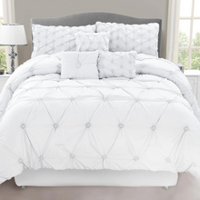 Load image into Gallery viewer, White 7 Piece Pintuck Comforter Set