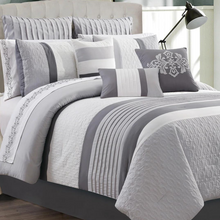 Load image into Gallery viewer, Grey 7 Piece Comforter Set (Includes 3 Cushions)