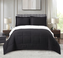 Load image into Gallery viewer, Black Reversible Sherpa 3 Piece Comforter Set