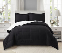Load image into Gallery viewer, Black Reversible Sherpa 3 Piece Comforter Set
