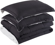 Load image into Gallery viewer, Black Reversible Sherpa 3 Piece Comforter Set