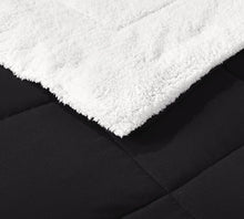 Load image into Gallery viewer, Black Reversible Sherpa 3 Piece Comforter Set