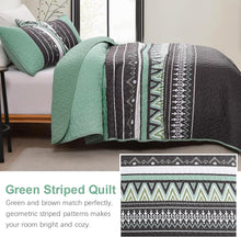 Load image into Gallery viewer, Boho Sage Green Reversible 3 Piece Quilt Set