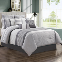 Load image into Gallery viewer, Grey 7 Piece Comforter Set (Includes 3 Cushions)