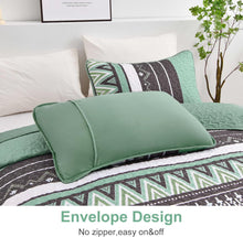 Load image into Gallery viewer, Boho Sage Green Reversible 3 Piece Quilt Set