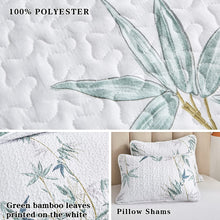Load image into Gallery viewer, Botanical Green Leaves Reversible 3 Piece Bedding Quilt Set