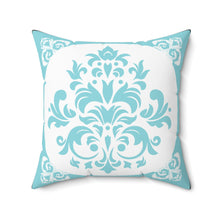 Load image into Gallery viewer, Light Blue Damask Accent Pillow