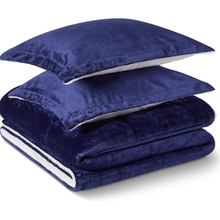 Load image into Gallery viewer, Navy Blue Sherpa 3 Piece Comforter Set