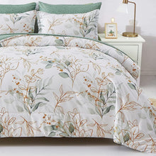 Load image into Gallery viewer, Botanical Green & Gold Leaves 7 Piece Comforter Set