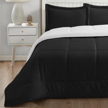 Load image into Gallery viewer, Black Reversible Sherpa 3 Piece Comforter Set