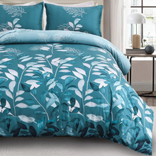 Load image into Gallery viewer, Botanical Teal Leaves 3 Piece Comforter Set