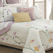 Load image into Gallery viewer, Pink & Yellow Floral 3 Piece Bedding Quilt Set