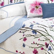 Load image into Gallery viewer, Pink & Blue Floral Reversible 3 Piece Bedding Quilt Set