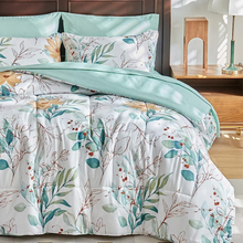 Load image into Gallery viewer, Botanical Green & Yellow Floral 7 Piece Comforter Set
