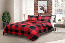 Load image into Gallery viewer, Classic Red Black Buffalo Plaid Bedding Comforter Set