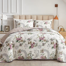 Load image into Gallery viewer, Pink & Beige Floral 3 Piece Bedding Quilt Set