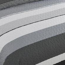 Load image into Gallery viewer, Boho Black & Grey Stripes 3 Piece Bedding Quilt Set