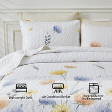 Load image into Gallery viewer, Blue & Yellow Floral 3 Piece Bedding Quilt Set