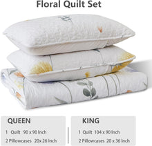 Load image into Gallery viewer, Blue & Yellow Floral 3 Piece Bedding Quilt Set