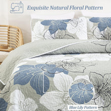 Load image into Gallery viewer, Blue Bohemian Floral 3 Piece Bedding Quilt Set