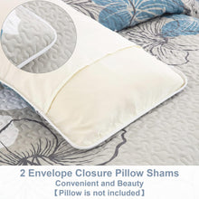 Load image into Gallery viewer, Blue Bohemian Floral 3 Piece Bedding Quilt Set