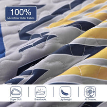 Load image into Gallery viewer, Boho Grey & Navy Blue Reversible 3 Piece Quilt Set