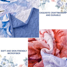 Load image into Gallery viewer, Botanical Blue Floral Reversible 3 Piece Quilt Set