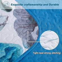 Load image into Gallery viewer, Boho Blue Floral Reversible 3 Piece Bedding Quilt Set