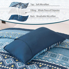 Load image into Gallery viewer, Boho Aztec Blue Reversible 3 Piece Quilt Set