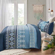 Load image into Gallery viewer, Boho Aztec Blue Reversible 3 Piece Quilt Set