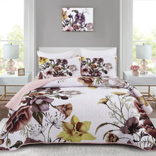 Load image into Gallery viewer, Boho Blush Floral Reversible 3 Piece Bedding Quilt Set