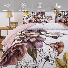 Load image into Gallery viewer, Boho Blush Floral Reversible 3 Piece Bedding Quilt Set