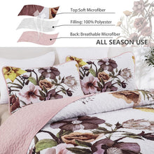 Load image into Gallery viewer, Boho Blush Floral Reversible 3 Piece Bedding Quilt Set