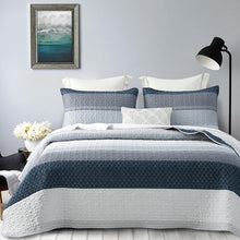 Load image into Gallery viewer, Boho  Blue & Grey Reversible 3 Piece Bedding Quilt Set
