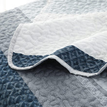 Load image into Gallery viewer, Boho  Blue & Grey Reversible 3 Piece Bedding Quilt Set