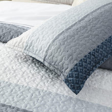 Load image into Gallery viewer, Boho  Blue & Grey Reversible 3 Piece Bedding Quilt Set