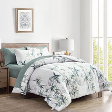 Load image into Gallery viewer, Botanical Green Leaves Reversible 7 Piece Comforter Set