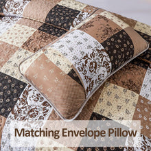 Load image into Gallery viewer, Khaki Floral Patchwork 3 Piece Bedding Quilt Set