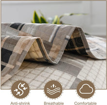 Load image into Gallery viewer, Brown Plaid Patchwork 3 Piece Bedding Quilt Set
