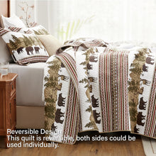 Load image into Gallery viewer, Cabin Forest Wildlife 3 Piece Bedspread Set