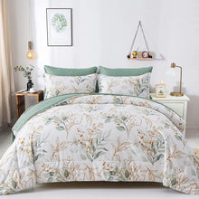 Load image into Gallery viewer, Botanical Green & Gold Leaves 7 Piece Comforter Set