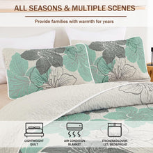 Load image into Gallery viewer, Green Bohemian Floral 3 Piece Bedding Quilt Set