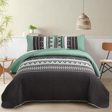 Load image into Gallery viewer, Boho Sage Green Reversible 3 Piece Quilt Set