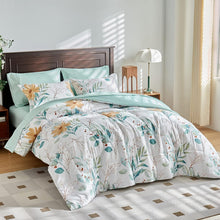 Load image into Gallery viewer, Botanical Green & Yellow Floral 7 Piece Comforter Set