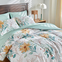 Load image into Gallery viewer, Botanical Green & Yellow Floral 7 Piece Comforter Set