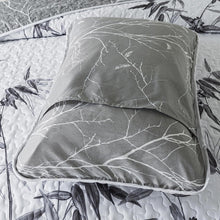 Load image into Gallery viewer, Botanical Grey Leaves Reversible 3 Piece Bedding Quilt Set