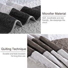 Load image into Gallery viewer, Boho Grey & Brown Stripes 3 Piece Bedding Quilt Set