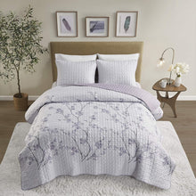 Load image into Gallery viewer, Purple Floral 3 Piece Bedding Quilt Set