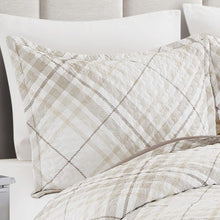 Load image into Gallery viewer, Beige Taupe Brown Plaid 3 Piece Bedding Quilt Set